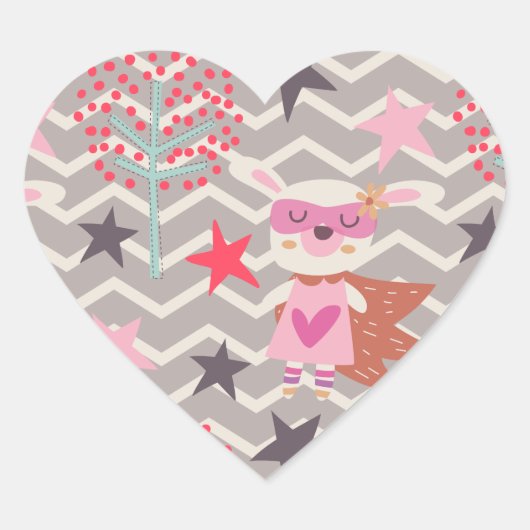 Girl Superheld Bunny Hart Sticker (Voorkant)