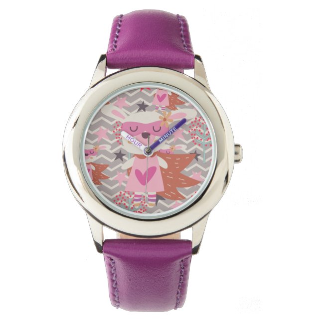Girl Superheld Bunny Horloge (Voorkant)