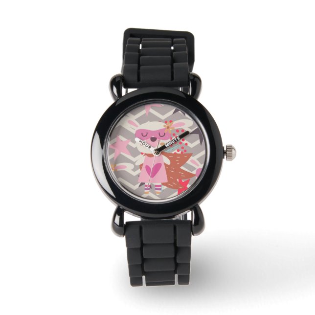 Girl Superheld Bunny Horloge (Voorkant)