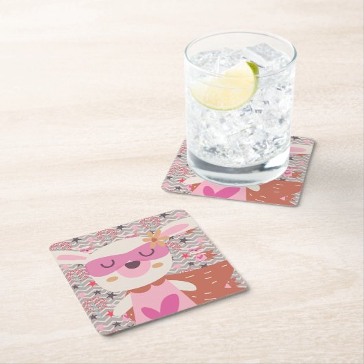 Girl Superheld Bunny Kartonnen Onderzetters (Insitu)