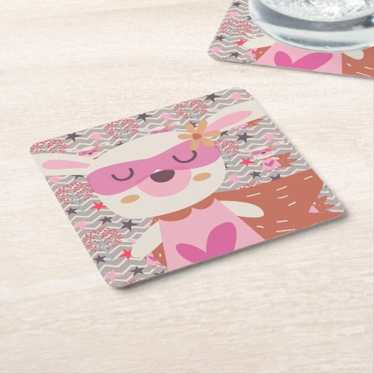 Girl Superheld Bunny Kartonnen Onderzetters (Schuin)