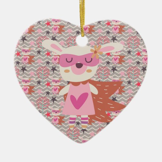 Girl Superheld Bunny Keramisch Ornament (Voorkant)