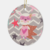 Girl Superheld Bunny Keramisch Ornament (Links)