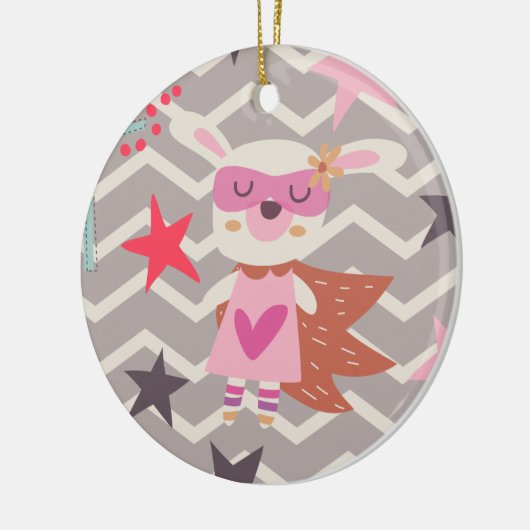 Girl Superheld Bunny Keramisch Ornament (Links)