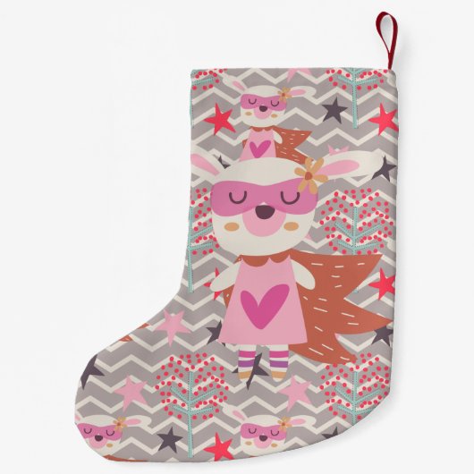 Girl Superheld Bunny Kleine Kerstsok (Achterkant)