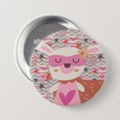 Girl Superheld Bunny Ronde Button 7,6 Cm (Voorkant /achterkant)