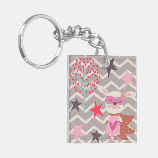Girl Superheld Bunny Sleutelhanger (Voorkant Links)