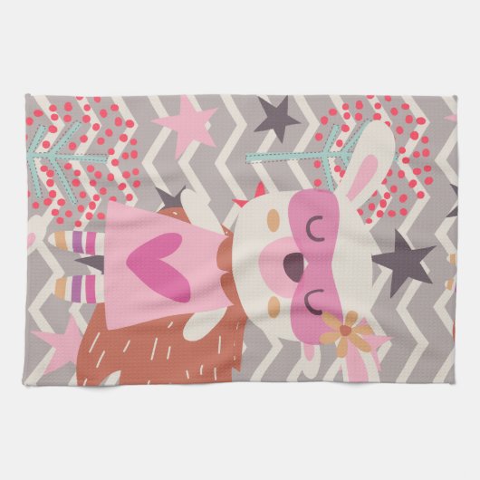 Girl Superheld Bunny Theedoek (Horizontaal)