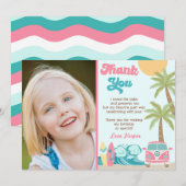Girl Surf Up Beach Birthday Dank je kaarten (Voorkant / Achterkant)