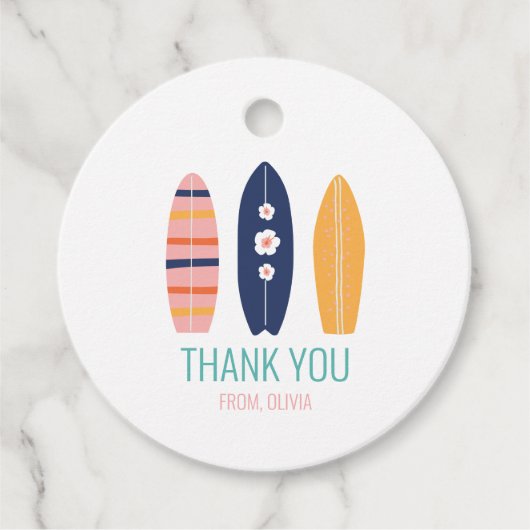 Girl Surfboard Beach Bedankjes Labels (Voorkant)