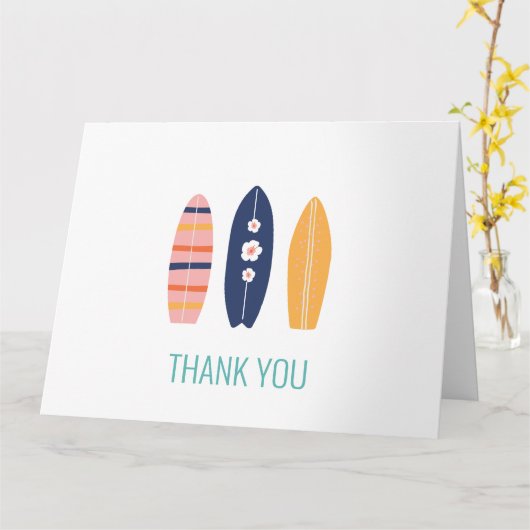 Girl Surfboard Beach Kaart (Gele Bloem)