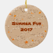 Girl Surfing Big Wave met Dolphins Keramisch Ornament (Achterkant)