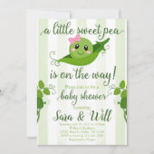 Girl Sweet Pea Pod Baby shower Invite Kaart (Voorkant)
