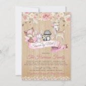 Girl Sweet Woodland Virtual Baby shower per post Kaart (Voorkant)