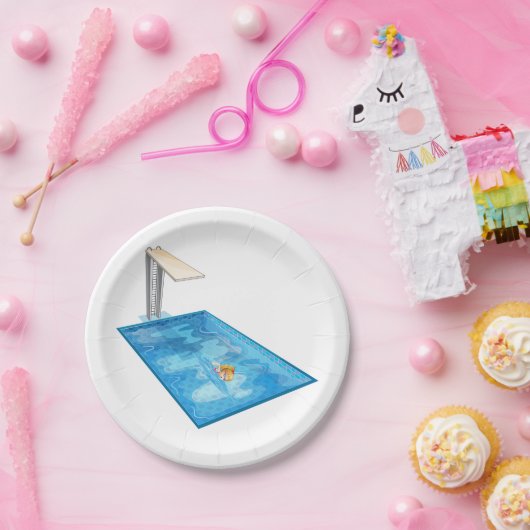 Girl Swimming Papieren Bordje (Feest)