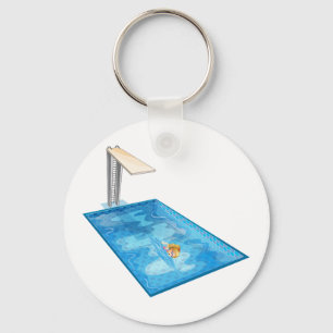 Girl Swimming Sleutelhanger