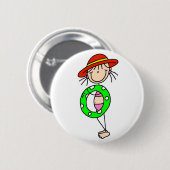 Girl Swimming Stick Figuur Button (Voorkant /achterkant)