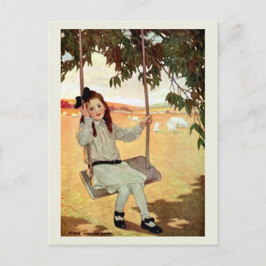 Girl Swinging Briefkaart (Voorkant)