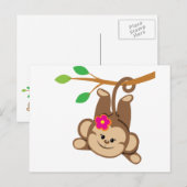 Girl Swinging Monkey Briefkaart (Voorkant / Achterkant)