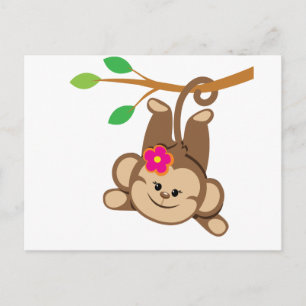 Girl Swinging Monkey Briefkaart