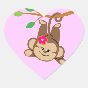 Girl Swinging Monkey Hart Sticker