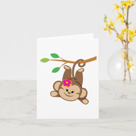 Girl Swinging Monkey Kaart (Gele Bloem)