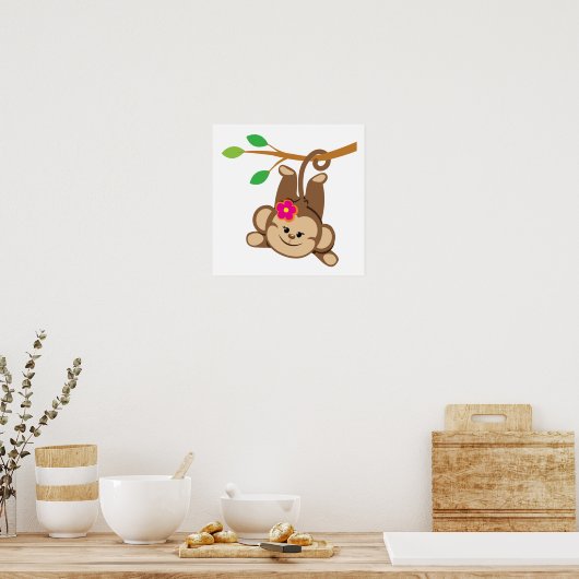 Girl Swinging Monkey Poster (Keuken)