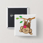 Girl Swinging Monkey Vierkante Button 5,1 Cm (Voorkant /achterkant)
