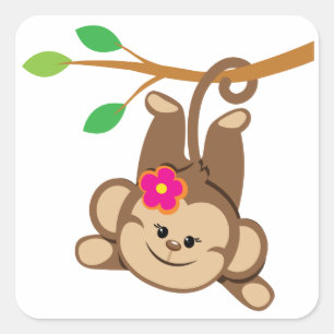 Girl Swinging Monkey Vierkante Sticker