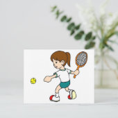 Girl Swings Tennis Racquet Briefkaart (Staand voorkant)