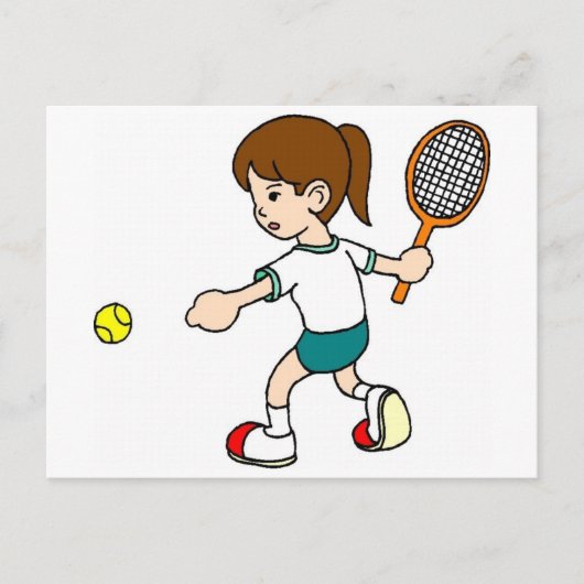 Girl Swings Tennis Racquet Briefkaart (Voorkant)