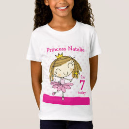 GIRL T-SHIRT Leeftijd 7 schattige roze prinses 7e