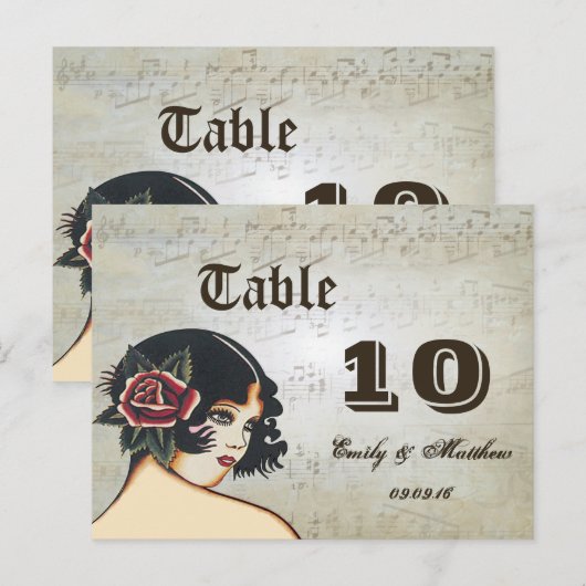  Girl Table Number-kaarten Briefkaart (Voorkant / Achterkant)