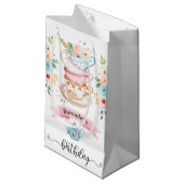 Girl Tea Party - Birthday Small Gift Bag Klein Cadeauzakje (Voorkant Gekanteld)