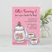 Girl Tea Party - Geëerde uitnodiging (Staand voorkant)