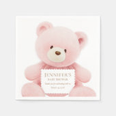 Girl Teddy Bear Baby shower Paper Servet (Voorkant)