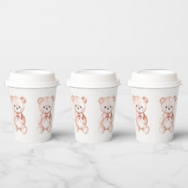 Girl Teddy Bear Baby shower Papieren Bekers