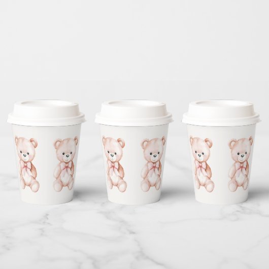 Girl Teddy Bear Baby shower Papieren Bekers (Multi)