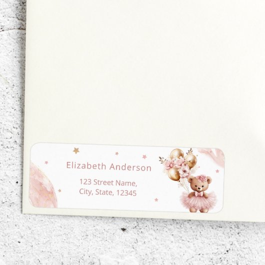 Girl Teddy Bear Balloon Wake Baby shower Etiket