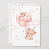 Girl Teddy Bear Balloon Wake Baby shower Kaart (Achterkant)