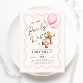Girl Teddy Bear We Can Bearly Wait Baby Shower Kaart