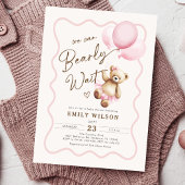 Girl Teddy Bear We Can Bearly Wait Baby Shower Kaart