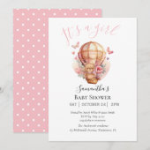 Girl Teddy Bearly Wait Hot Air ballonroze Aankondiging (Voorkant / Achterkant)