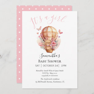 Girl Teddy Bearly Wait Hot Air ballonroze Aankondiging