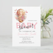 Girl Teddy Bearly Wait Hot Air ballonroze Aankondiging (Staand voorkant)