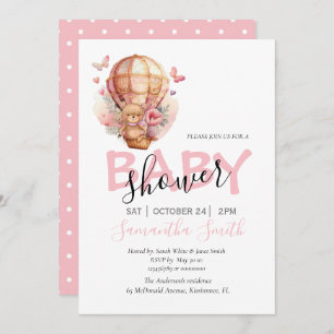 Girl Teddy Bearly Wait Hot Air ballonroze Aankondiging