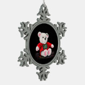 Girl Teddybeer Kerstversier Tin Sneeuwvlok Ornament (Links)