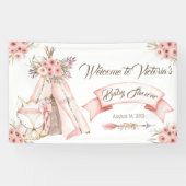 Girl TeePee Fox Baby shower Banner (Horizontaal)