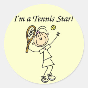 Girl Tennis Star T-shirts en cadeautjes Ronde Sticker