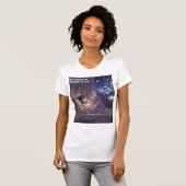 Girl Texting Universe At Night Bedroom Scene T-shirt (Voorkant volledig)